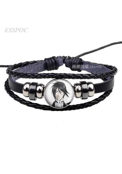 Gösteri Olarak Anime Siyah Butler Siyah Deri Bileklik Kuroshitsuji Ciel Phantomhive Sebastian Grell Madame Cosplay Bilezik Hediye (Yurt Dışından)