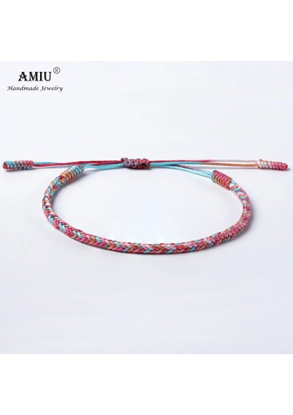 No.3 Boyutu Amıu Degrade Renkler Tibet El Yapımı Budist Şanslı Bilezikler ve Bilezikler Hediye Olarak Halat Knot Muska Tibet Örgülü Bilezik (Yurt Dışından)