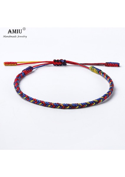 No.3 Boyutu Amıu Degrade Renkler Tibet El Yapımı Budist Şanslı Bilezikler ve Bilezikler Hediye Olarak Halat Knot Muska Tibet Örgülü Bilezik (Yurt Dışından)