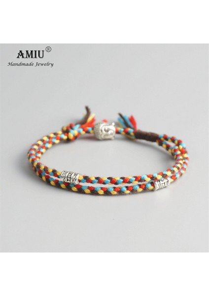 No.1 Boyutu Amıu Tibet Budist Şanslı Dokuma Muska Tibet Kordon Bilezik ve Bilezik Kadın Erkek El Yapımı Halat Buda Halhal Bilezik (Yurt Dışından)