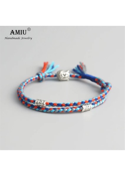 No.2 Boyutu Amıu Tibet Budist Şanslı Dokuma Muska Tibet Kordon Bilezik ve Bilezik Kadın Erkek El Yapımı Halat Buda Halhal Bilezik (Yurt Dışından)