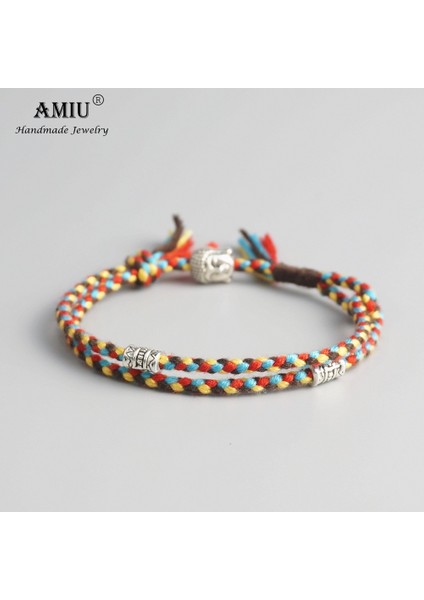 No.2 Boyutu Amıu Tibet Budist Şanslı Dokuma Muska Tibet Kordon Bilezik ve Bilezik Kadın Erkek El Yapımı Halat Buda Halhal Bilezik (Yurt Dışından)