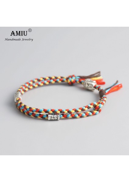 No.2 Boyutu Amıu Tibet Budist Şanslı Dokuma Muska Tibet Kordon Bilezik ve Bilezik Kadın Erkek El Yapımı Halat Buda Halhal Bilezik (Yurt Dışından)