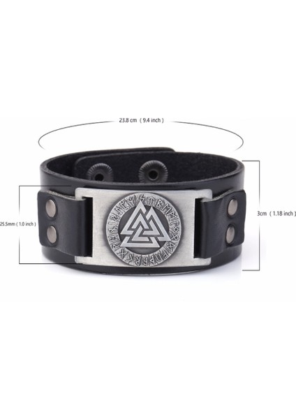 Geniş Siyah-Gümüş My Shape Slav Norveç Valknut Pagan Muska Deri Bilezik Metal Oyma Runes Bileklik Iskandinav Viking Avrupa Takı (Yurt Dışından) modelleri