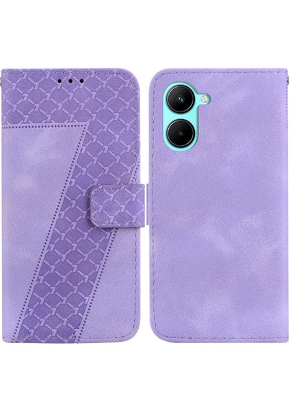 Realme C33 Kabartmalı Desen Kart Yuvası Fonksiyonu Için Telefon Kılıfı Cüzdan Flip (Yurt Dışından)