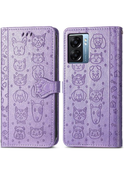 Oppo A57 5g Flip Kapak Için Kılıf Karikatür Hayvanlar Kısa Kayış Deri Kılıf (Yurt Dışından)