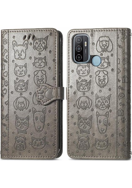 Oppo A53 2020 Için Kılıf Kısa Kayış Kapak Çevirin Kılıf Karikatür Hayvanlar (Yurt Dışından)