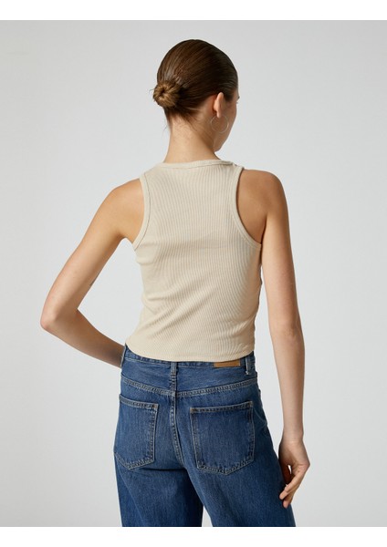 Basic Halter Yaka Atlet Ribanalı Pamuklu
