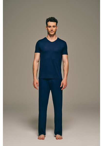 Erkek Basic Modal V Yaka Kısa Kollu T-Shirt modelleri