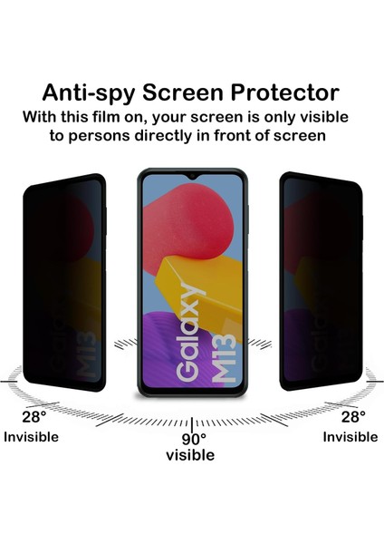 Samsung Galaxy M13 Uyumlu Hayalet Ekran Koruyucu Cam 5d Privacy Yandan Görünmez Gizlilik Sağlayan Ekran Koruyucu Camı Tam Kaplar