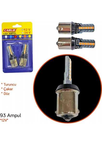12V 93 Ampul Çakar-Düz Turuncu BR0403035