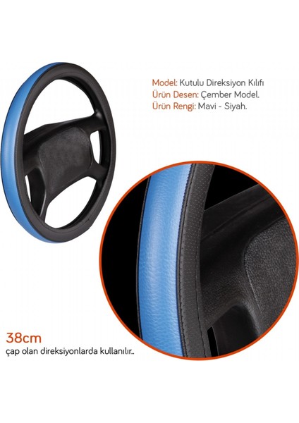 F-58 Direksiyon Kılıfı Çember Mavi & Siyah modelleri