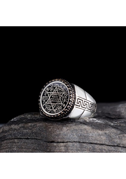 925 Ayar Gümüş Grek Model Süleyman Mührü Erkek Yüzük fırsatları