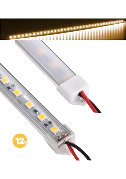 2 Adet 50 cm Alüminyum Kasa Çubuk Şerit LED Işık Opak Gün Işığı 12 Volt
