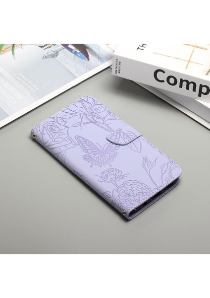 Oppo Case 6 5g Için Pu Deri Kapak Çevirin Çiçekler ve Kelebekler (Yurt Dışından)