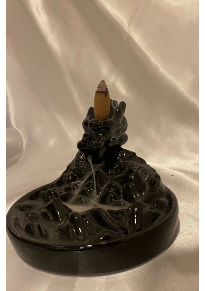 Dragon Ejderha Budha Geri Akış Tütsülük Şelale Ters Akış Tütsü Seramik Feng Şui Seramik Siyah