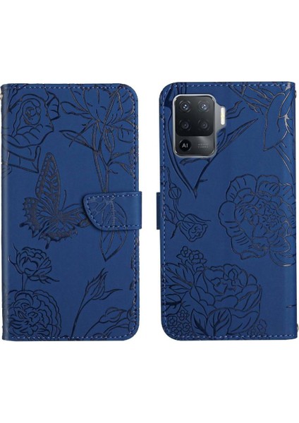 Oppo A94 4g/oppo 5 Lite Çiçekler ve Bilek Kayışı ile Kelebekler Için Kılıf (Yurt Dışından)