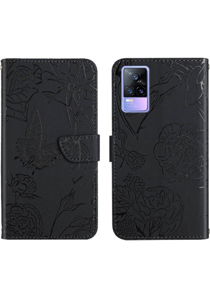 Vivo V21E Için Kılıf Bilek Kayışı Darbeye Dayanıklı Kılıf ile Pu Deri Kapak Çevirin (Yurt Dışından)