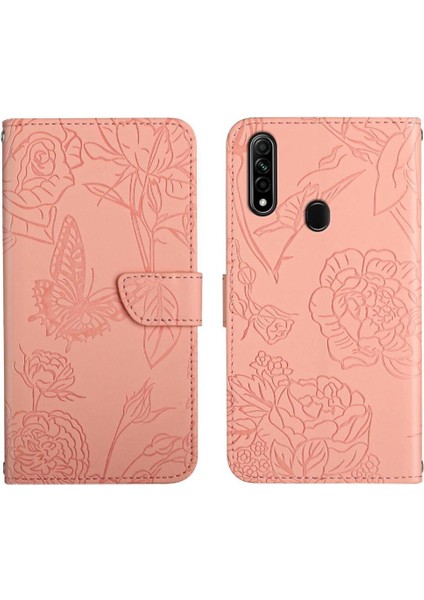 Oppo 2020 2020/A8 Anti-Damla Koruma Çiçekler ve Kelebekler Pu Için Kılıf (Yurt Dışından)