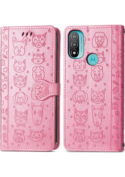 Moto E20 Flip Kapak Için Kılıf Kısa Kayış Karikatür Hayvanlar Deri Kılıf (Yurt Dışından) fırsatları