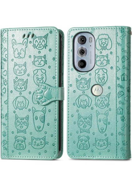 Moto Kenar 30 Pro Flip Kapak Için Kılıf Darbeye Karikatür Hayvanlar Kısa (Yurt Dışından)
