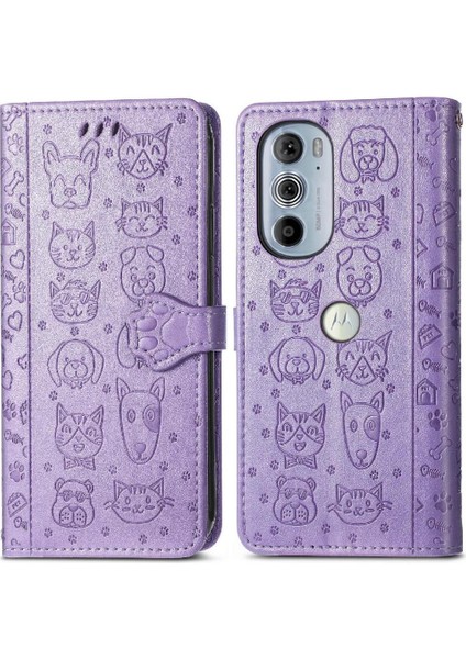 Moto Kenar 30 Pro Flip Kapak Için Kılıf Darbeye Karikatür Hayvanlar Kısa (Yurt Dışından)