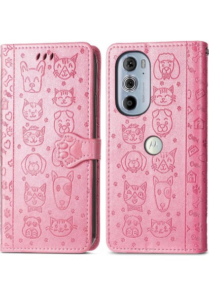 Moto Kenar 30 Pro Flip Kapak Için Kılıf Darbeye Karikatür Hayvanlar Kısa (Yurt Dışından)