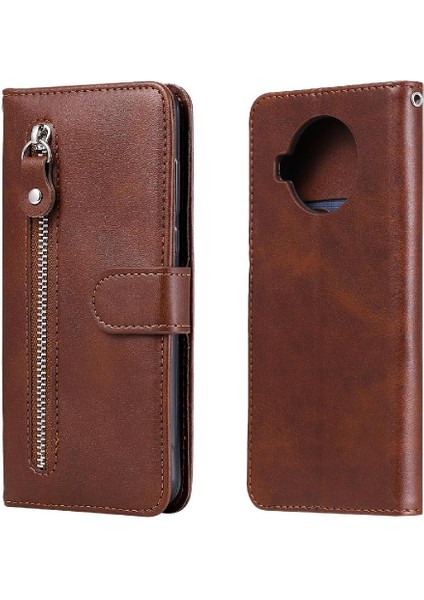 Xiaomi 10T Lite Için Kılıf Deri Kart Yuvası Sahipleri Koruyucu Kapak Fermuar (Yurt Dışından)