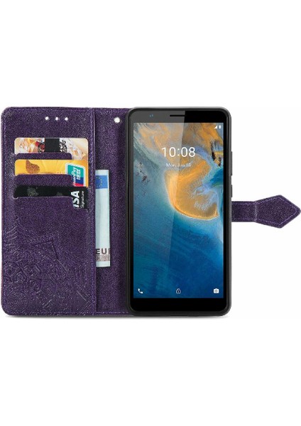 Zte Blade Flip Flip Kapak Kılıf Darbeye Basit Desen (Yurt Dışından)