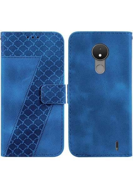 Nokia C21 Kabartmalı Desen Pu Deri Cüzdan Kart Yuvası Flip Için Telefon Kılıfı (Yurt Dışından)