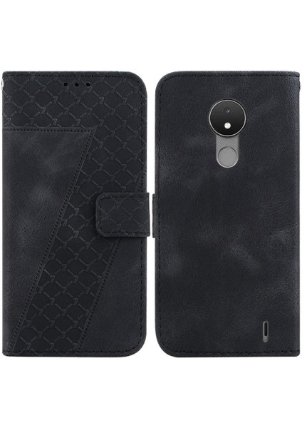 Nokia C21 Kabartmalı Desen Pu Deri Cüzdan Kart Yuvası Flip Için Telefon Kılıfı (Yurt Dışından)