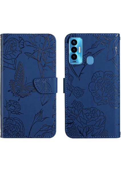 Tecno Camon 18I Darbeye Dayanıklı Deri Çanta Çiçekler ve Kelebekler Için Kılıf (Yurt Dışından)