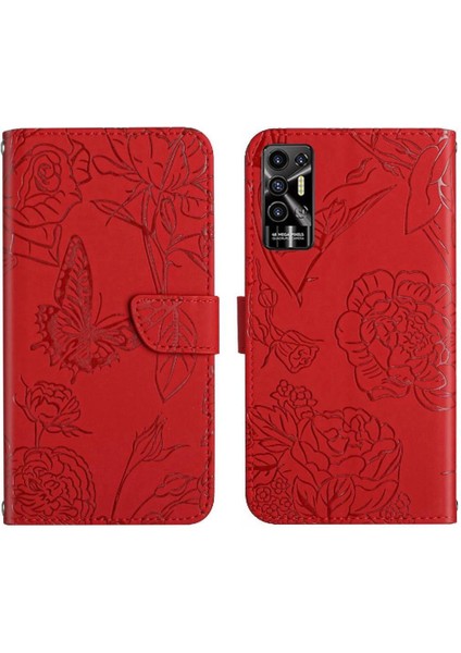 Tecno Pova 2 Çiçekler ve Kelebekler Için Kılıf Darbeye Deri Kılıf Pu (Yurt Dışından)