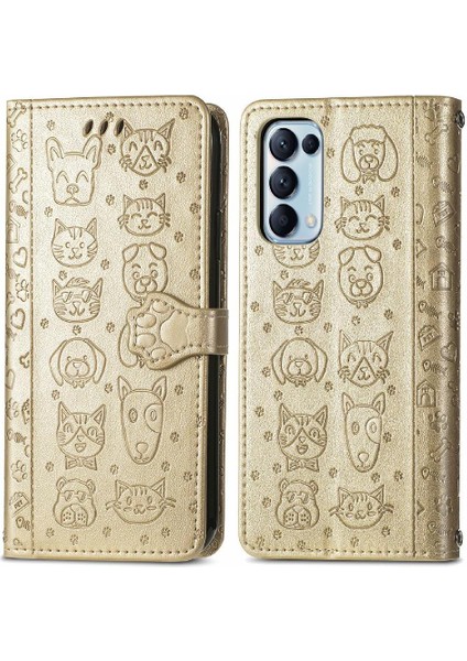 Oppo Oppo 5 Için Kılıf Deri Kılıf Kısa Kayış Kapak Çevirin Karikatür Hayvanlar (Yurt Dışından)