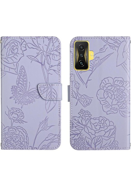 Xiaomi Poco F4 Gt Çiçekler ve Kelebekler Darbeye Deri Kılıf (Yurt Dışından)