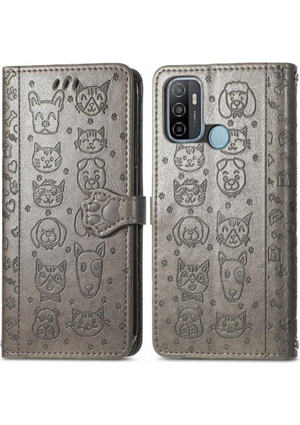 Oppo A53 2020 Için Kılıf Kısa Kayış Kapak Çevirin Kılıf Karikatür Hayvanlar (Yurt Dışından)