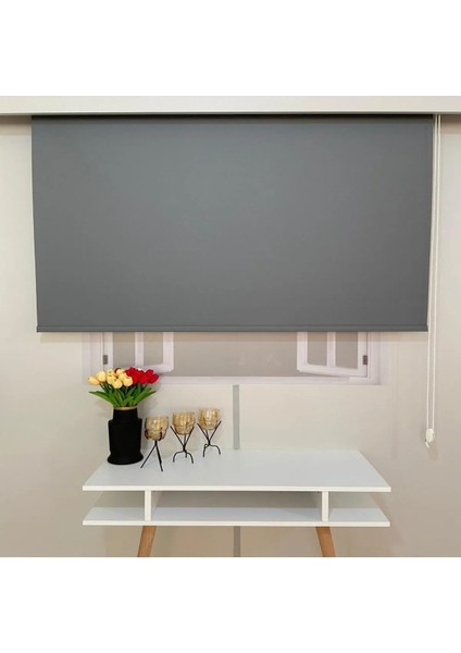 Düz Antresit Gri Güneşlik Stor Perde modelleri