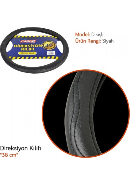 Direksiyon Kılıfı 38 cm Dikişli Siyah BR1841923