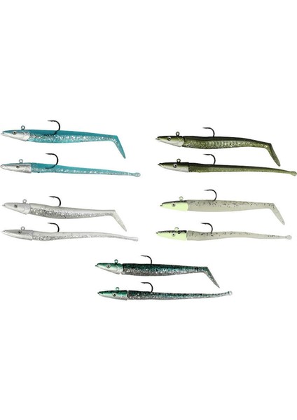 Sandeel And Slug 10 cm 10GR 4+2 Adet Silikon Yem Blue Silver