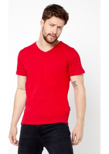 Erkek Çok Renkli T- Shirt Regular Fit Rahat Kesim V Yaka 3'lü Basic Tişört Paketi modelleri