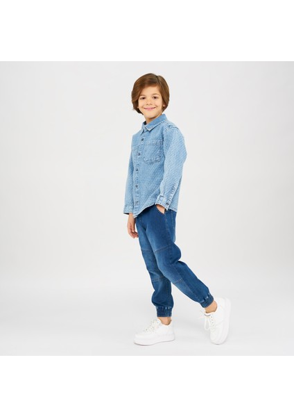 Erkek Çocuk Düğmeli Denim Gömlek