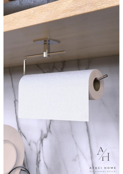 Yapışkanlı Gümüş Rulo Havluluk Wc Kağıtlık ve Çember Havluluk Banyo Mutfak 3'lü Set