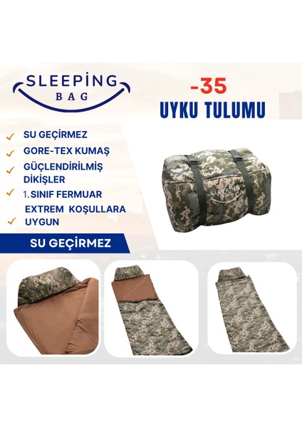 Sleepingbag Uyku Tulumu Su Geçirmez -35 Kamuflaj indirimleri