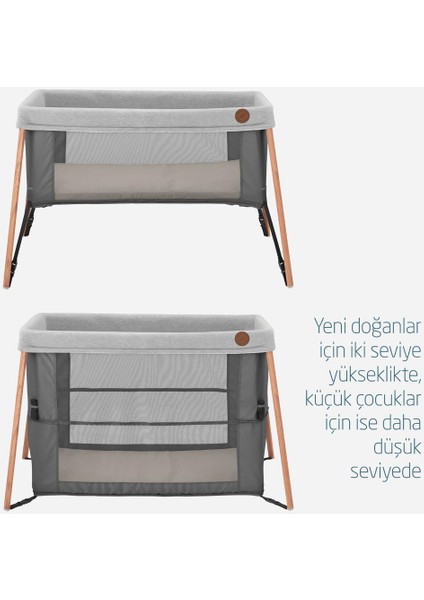 Iris 2 'si Bir Arada Anne Yanı Beşik ve Taşınabilir Çift Katlı Park Yatak Beyond Graphite Eco