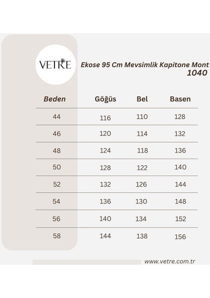 Kadın Büyük Beden Ekose 95 Cm Mevsimlik Bordo Kapitone Mont 1040