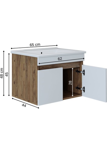 '' Lavabolu '' Atlantik-Beyaz Mat Mdf 65 cm Banyo Alt Dolabı fiyatları