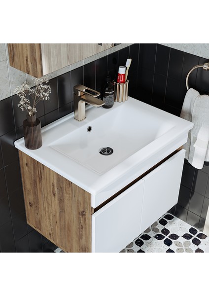 '' Lavabolu '' Atlantik-Beyaz Mat Mdf 65 cm Banyo Alt Dolabı fırsatları