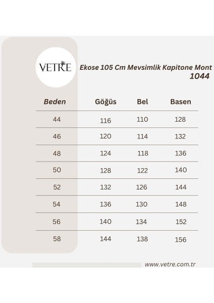 Kadın Büyük Beden Ekose 105 Cm Mevsimlik Açık Bej Kapitone Mont 1044