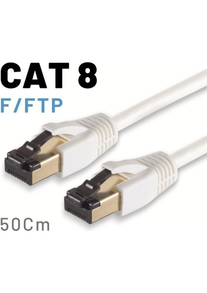 50 cm Cat8 Kablo F/ftp Lszh Ethernet Network Lan Ağ Kablosu