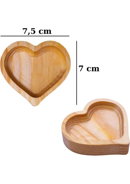 Ahşap Mini Kalp 6'lı Kahve Yanı Ikramlık, Lokumluk, Şekerlik (Çam) 7,5CMX7CM fırsatları